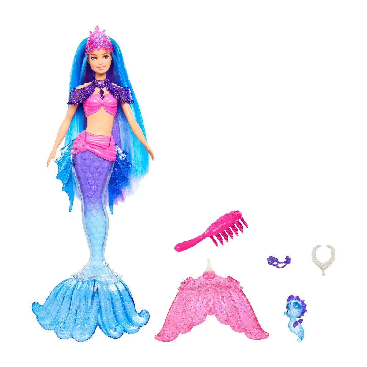Barbie Mermaid Malibu Doll With Seahorse Pet And Accessories For Kids Ages 3+ 1