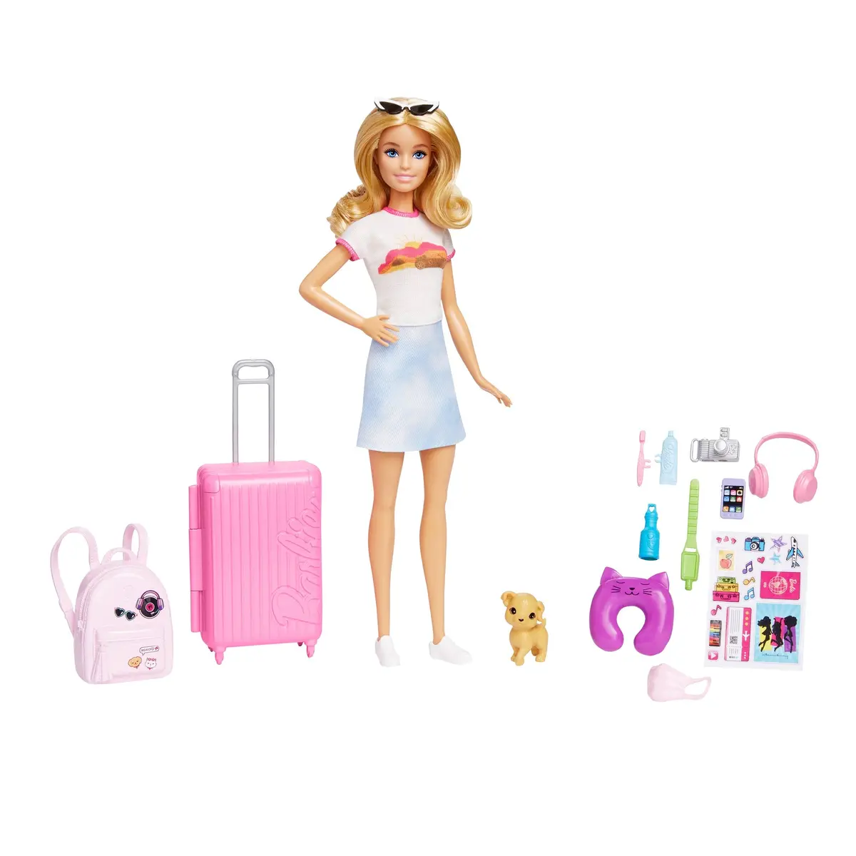 Barbie Malibu Travel Set With Puppy Doll And Accessories For Kids Ages 3+ 1
