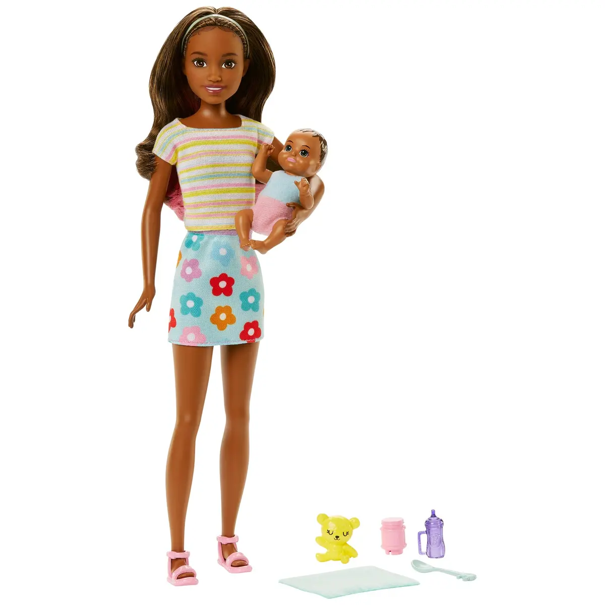 Barbie Skipper Babysitters Doll & Accessories Set With Brunette Skipper Doll With Baby Figure And 5 Accessories For Kids Ages 3+ 1