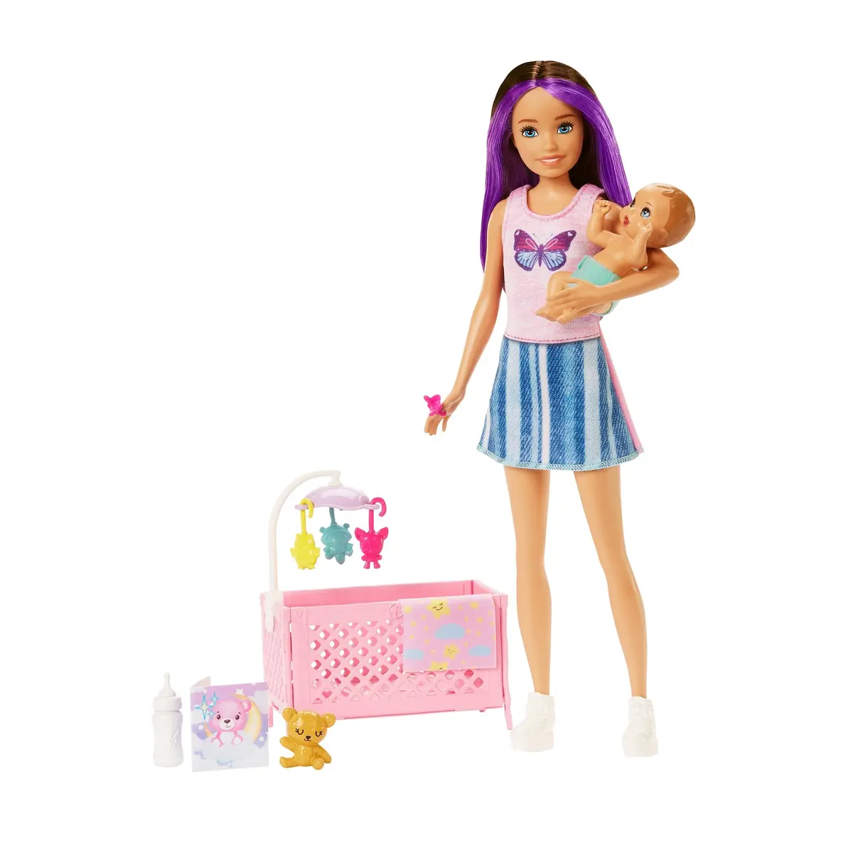Barbie Skipper Babysitters Crib Playset With Skipper Doll Baby Doll With Sleepy Eyes, Furniture And Themed Accessories For Kids Ages 3 Years & Up 1
