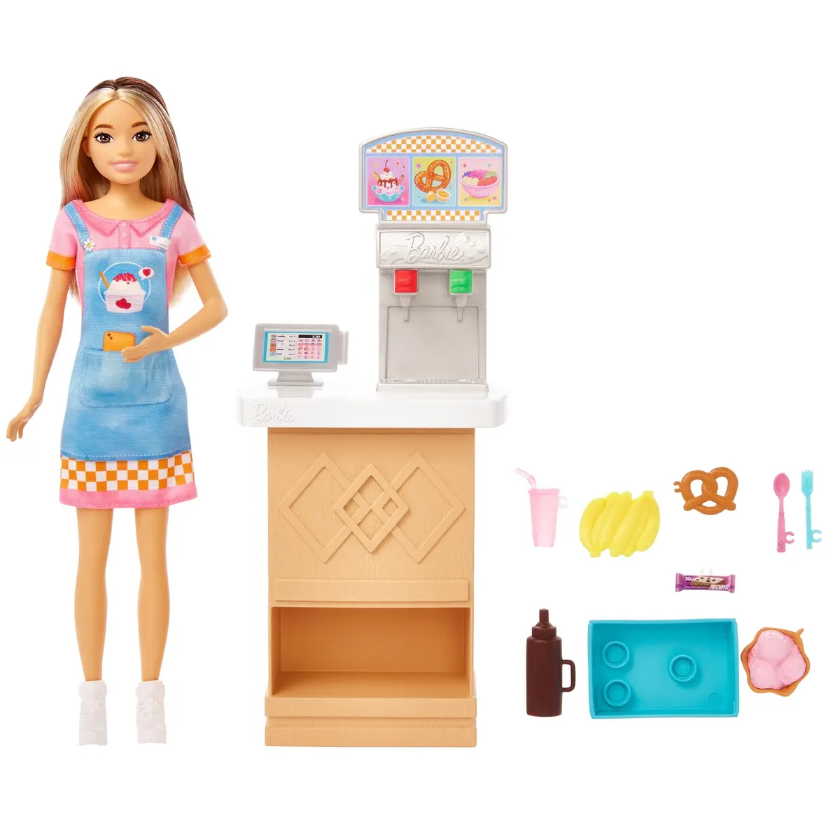 Barbie Skipper Doll And Snack Bar Playset With Counter, Color-Change Sundae And 8 Additional Accessories For Kids Ages 3+ 1