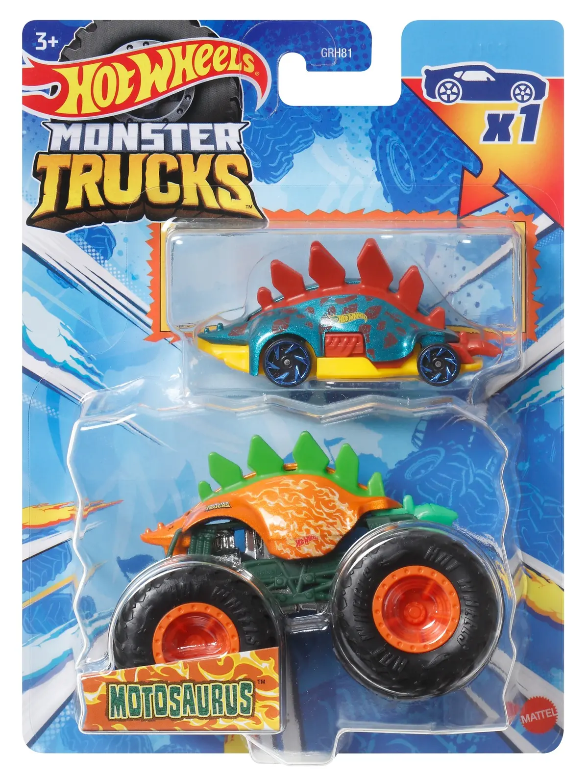 Hot Wheels 1:64 Scale Monster Trucks Motosaurus Vehicle Pack Of 2 1