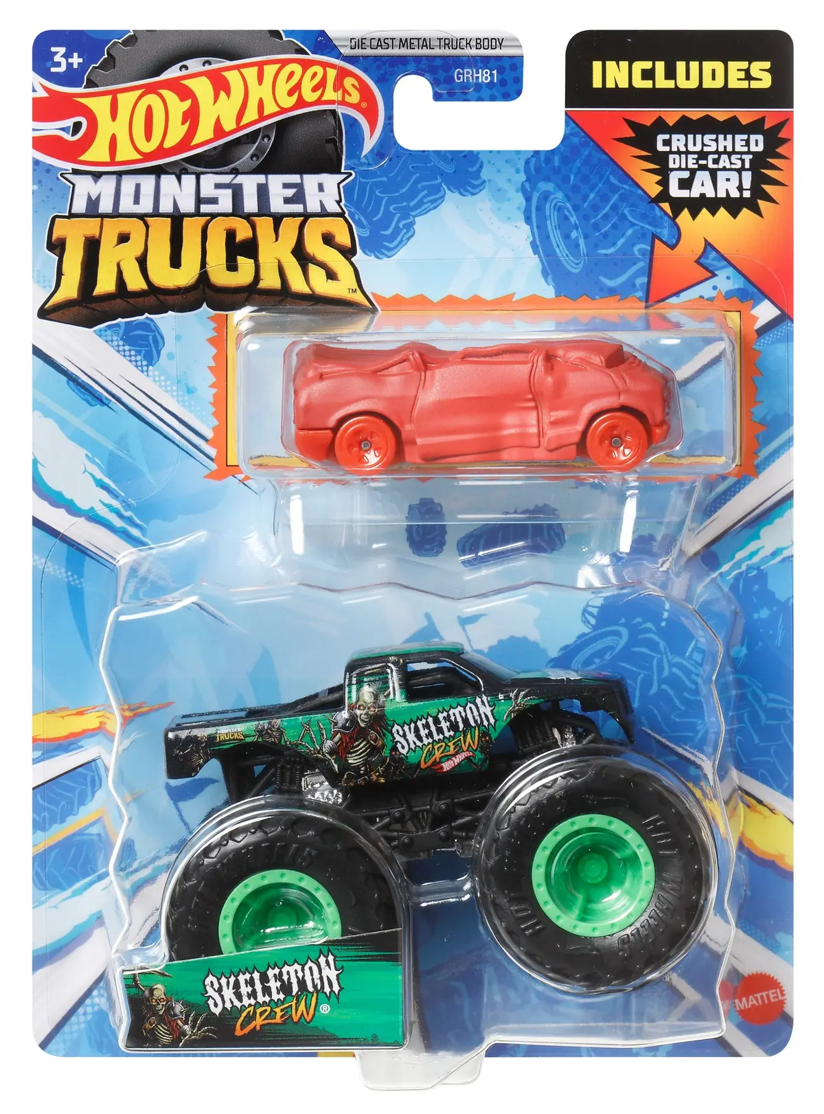 Hot Wheels 1:64 Scale Monster Trucks Skeleton Crew Vehicle Pack Of 2 1