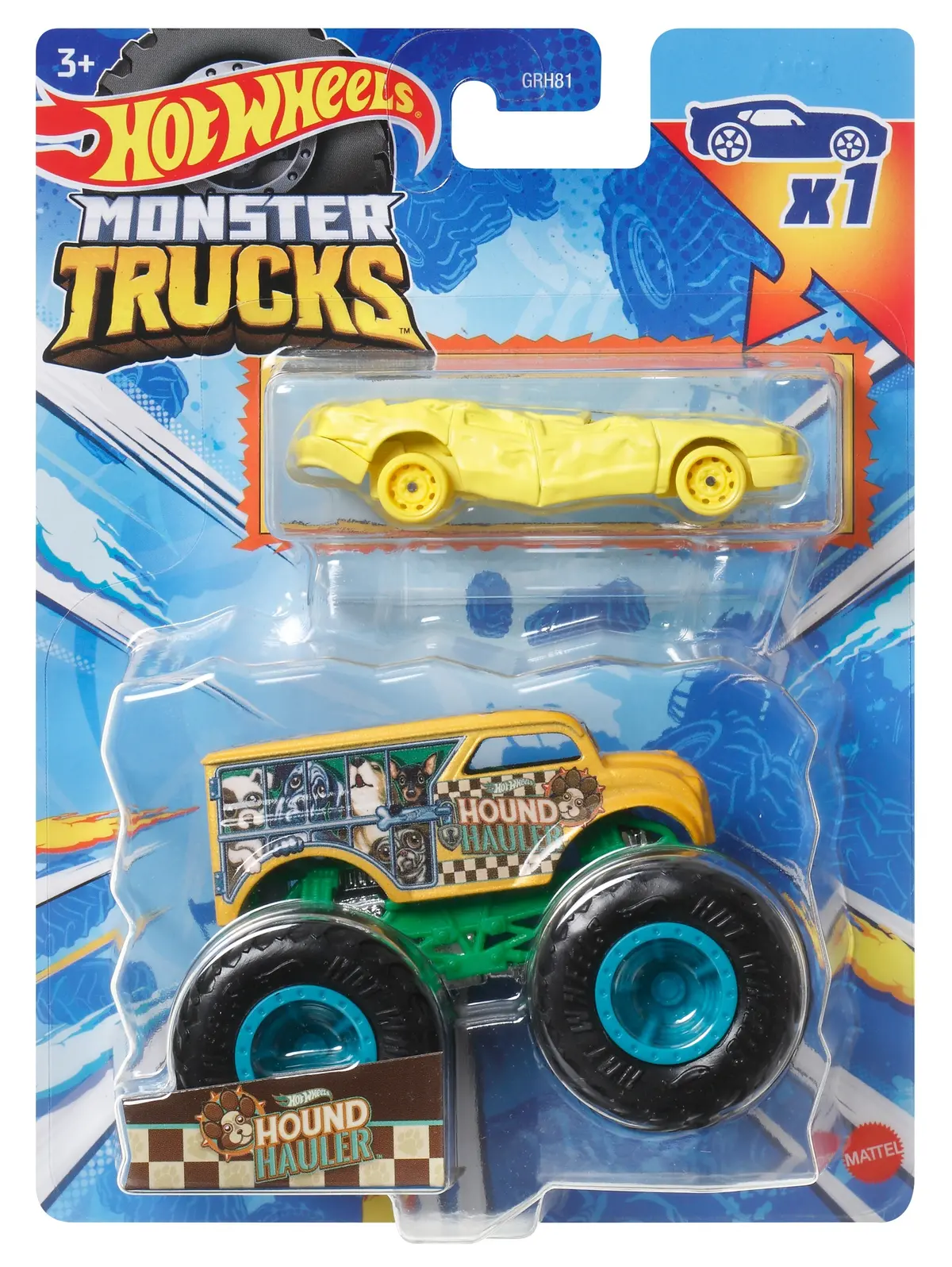Hot Wheels 1:64 Scale Monster Trucks Hound Hauler Vehicle Pack Of 2 1