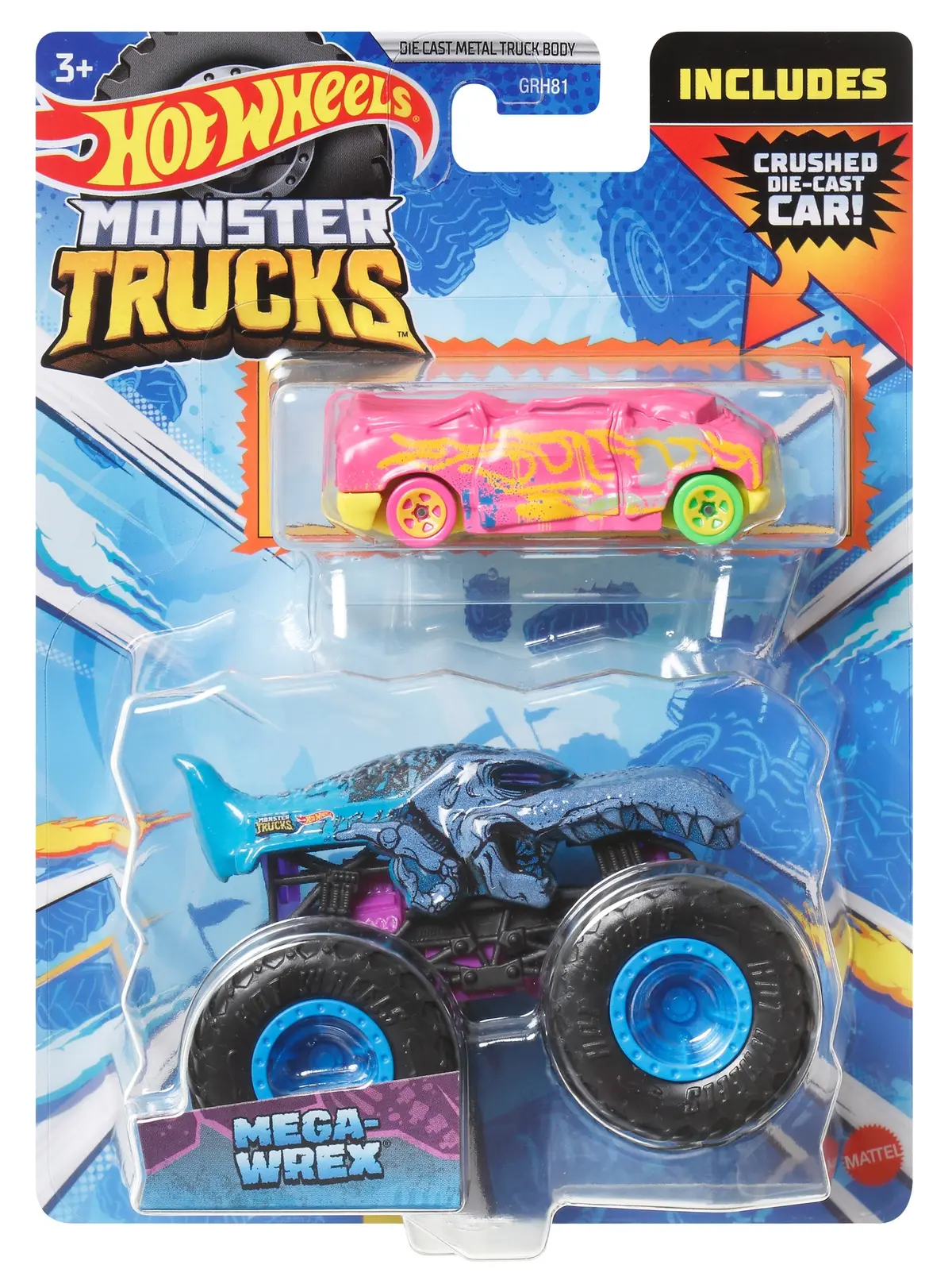 Hot Wheels 1:64 Scale Monster Trucks Mega Wrex Vehicle Pack Of 2 1
