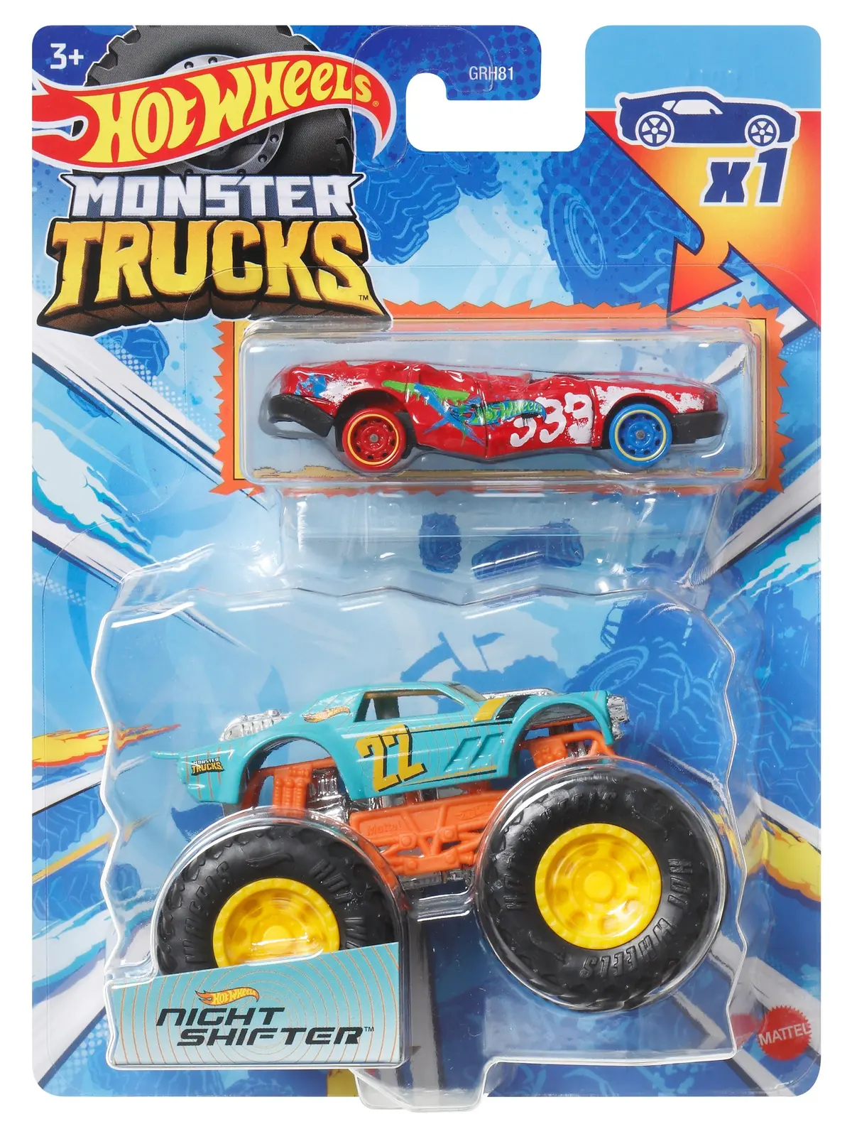 Hot Wheels 1:64 Scale Monster Trucks Night Shifter Vehicle Pack Of 2 1