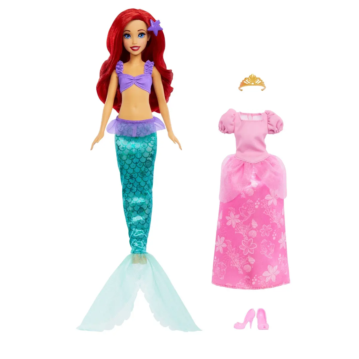Disney Princess Ariel 2-In-1 Mermaid To Princess Doll With 2 Fashions And Accessories Inspired By The Disney Movies For Kids Ages 3+ 1