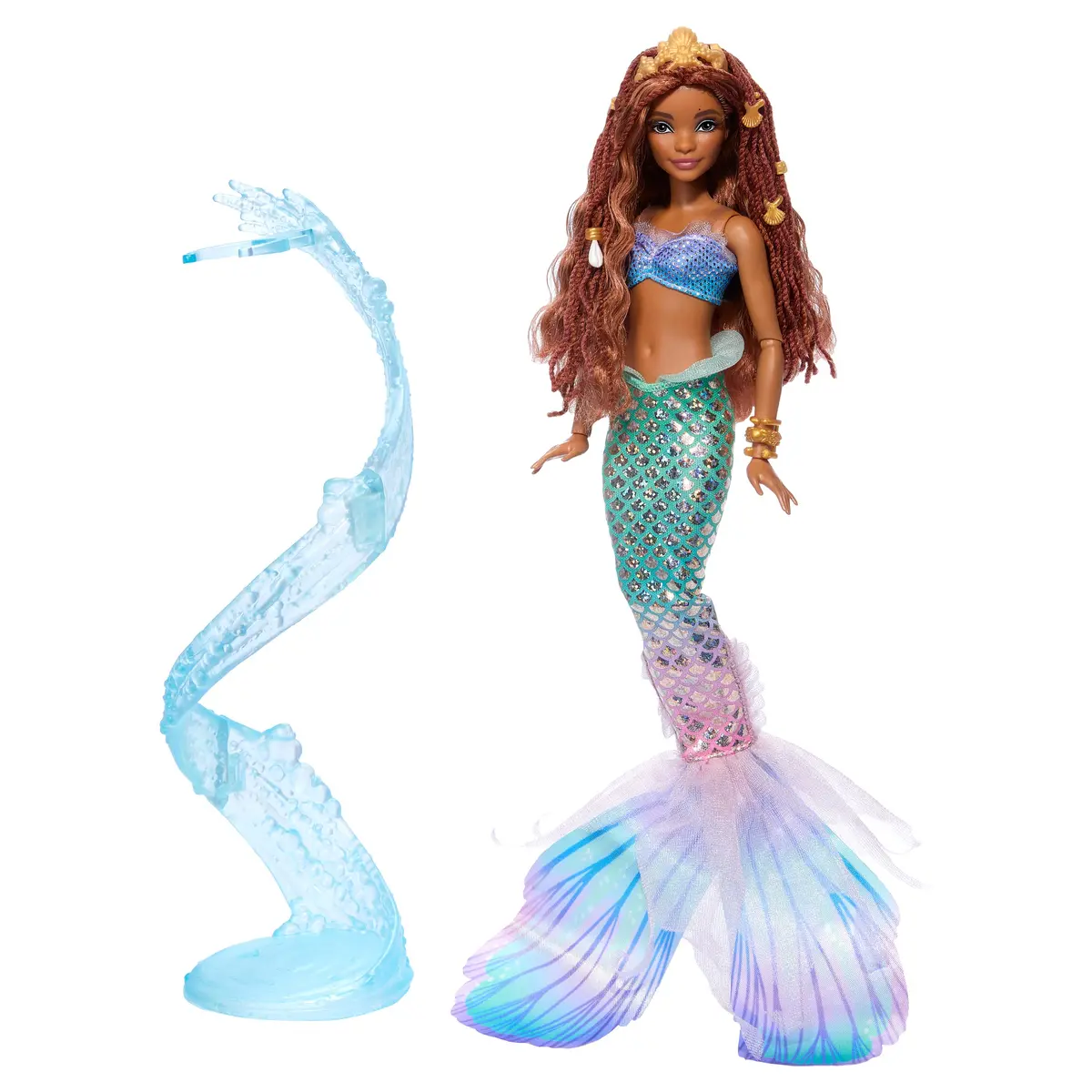 Disney The Little Mermaid Deluxe Mermaid Ariel Doll With Iridescent Tail, Hair Jewelry Beads And Doll Stand For Kids Ages 3+ 1