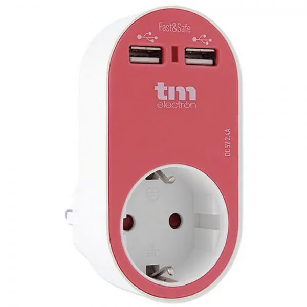 "Wall Plug With Two Usb Ports" Sockets - Three Colors To Choose From 1