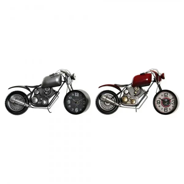 Clock As A Motorcycle - Two Motorcycles (Red, Grey) In A Cool Retro Style 1