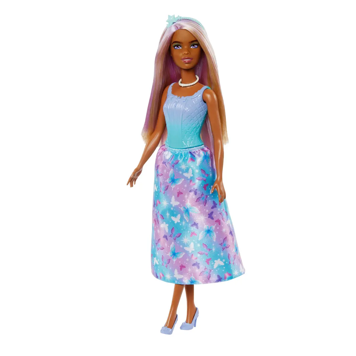 Barbie Royal Doll With Purple-Highlighted Fantasy Hair, Petite Body Type, Colorful Accessories And Butterfly-Print Skirt 1