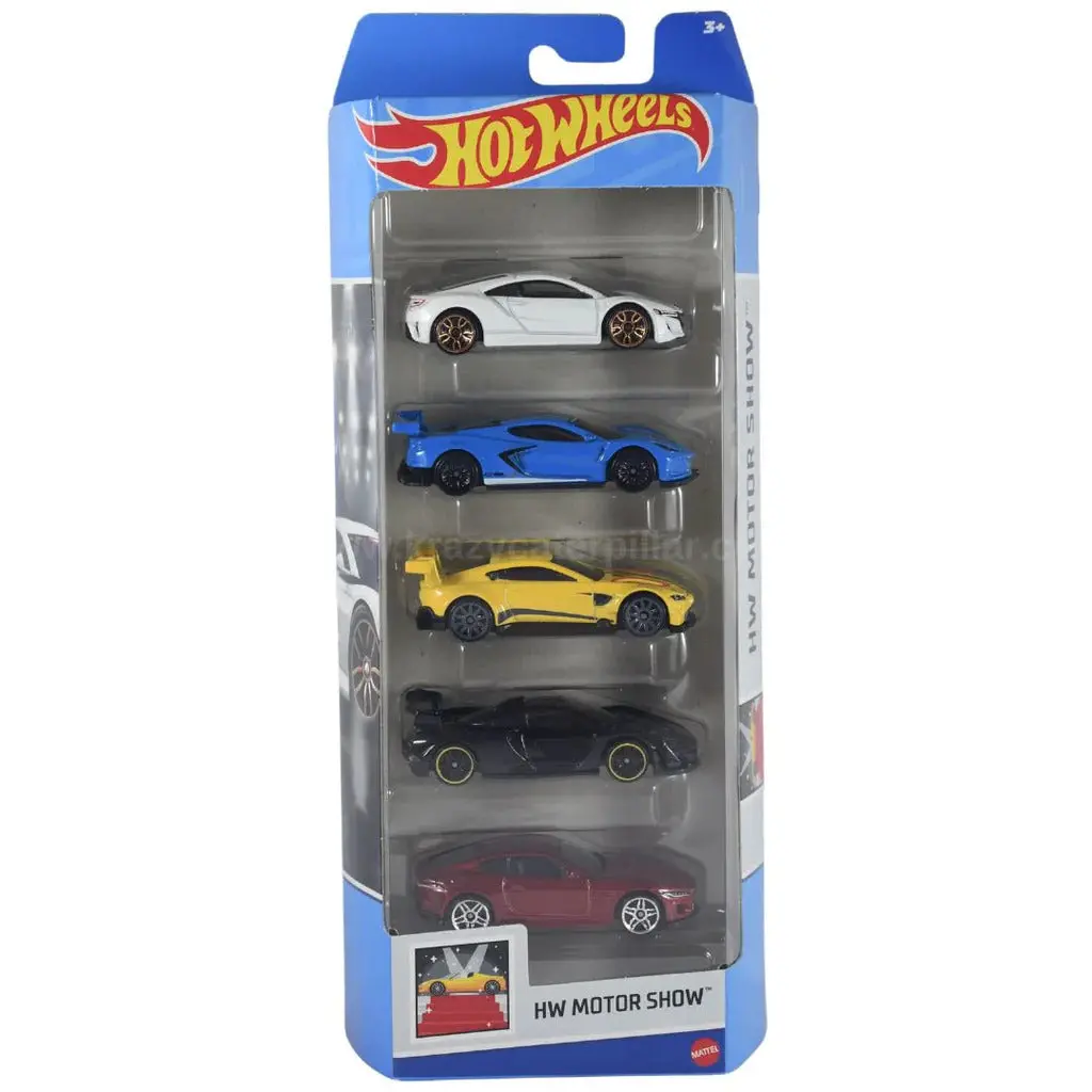 Hot Wheels 5 Car Gift Pack - Hw Motor Show Pack Of 5 For Kids & Collectors 1