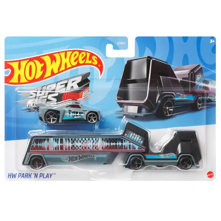 Hot Wheels Super Rigs Hw Park N Play With 1 Hot Wheels 1:64 Scale Car For Ages 3 Years Old&Up (Gbf14) 1