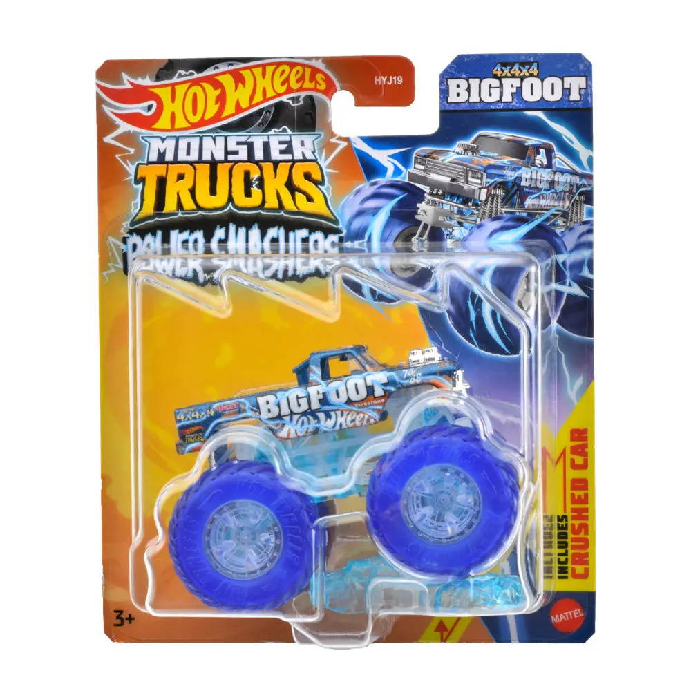 Hot Wheels Monster Trucks Power Smashers 1:64 Scale Die Cast Bigfoot, Includes Crushed Car For Ages 3 Years & Up 1