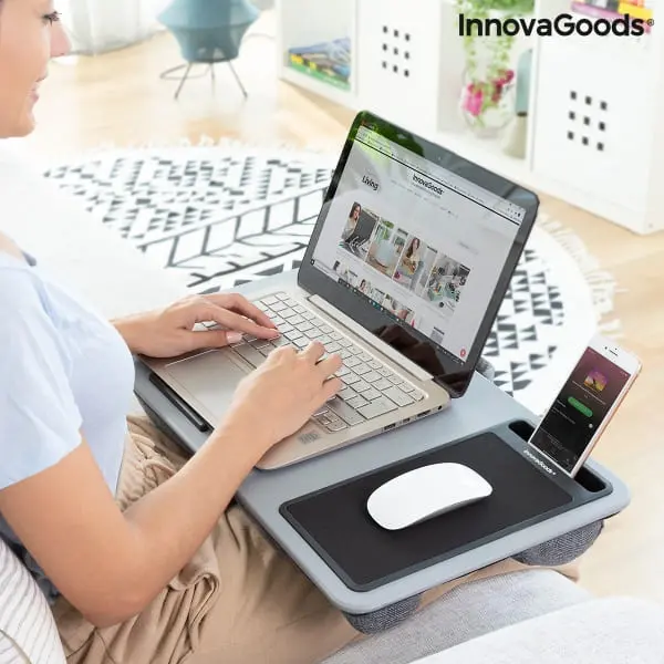 "Desk" Laptop Table With Xl Cushion, Mouse Pad &Amp; Mobile Phone Holder 1