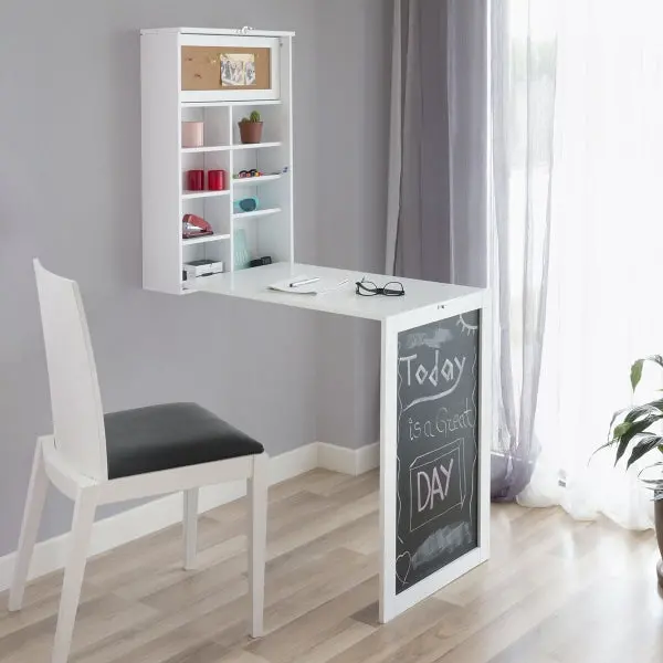Klappschreibtisch "Woldy" Für Die Wand - Mit Tafel Und Pinnwand 1