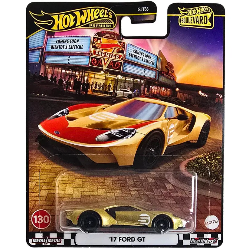 Hot Wheels Premium Boulevard 17 Ford Gt 1:64 Scale Sports Car With Full Metal Body Construction & Real Riders Tires For Collectors 1