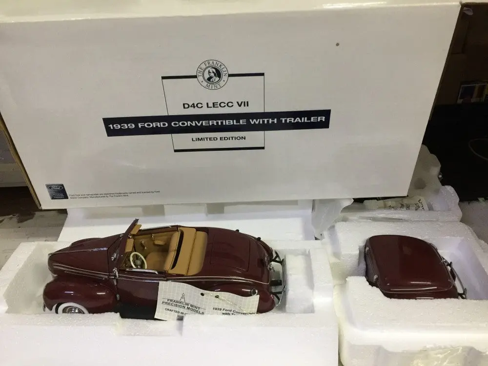 Franklin Mint 1/24 1939 Ford Convertible With Trailer Brown (Buy) 1