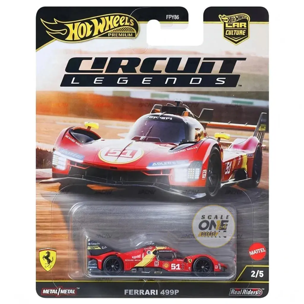 Hot Wheels Car Culture 1:64 Scale Premium Circuit Legends Ferrari 499P Toy Car For Ages 4+ 1