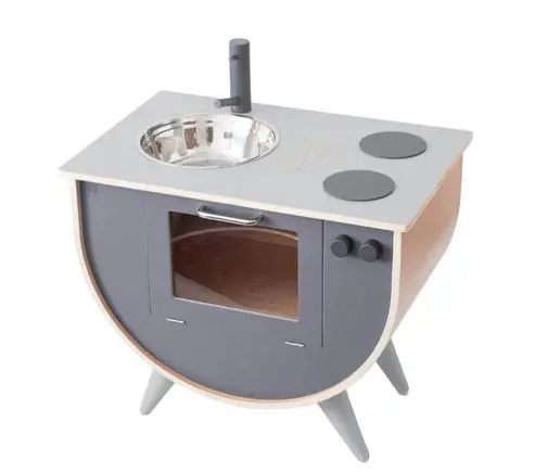 Kiddies Kingdom Toy Kitchen - White + Natural, Blossom Pink, Classic Grey Imaginative Play For Ages 3 And Above 1