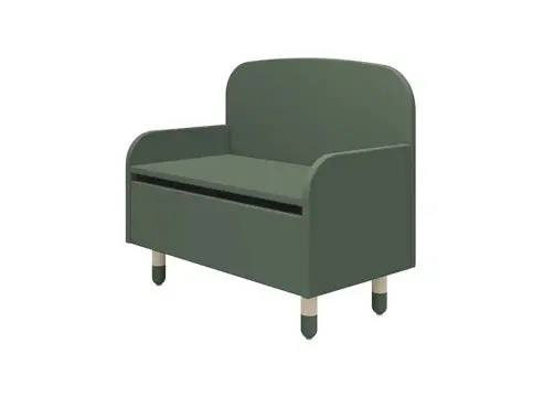 Kiddies Kingdom Storage Bench With Back Rest - Deep Green, Blush, White, Natural Green Organisers For Ages 3 And Above 1