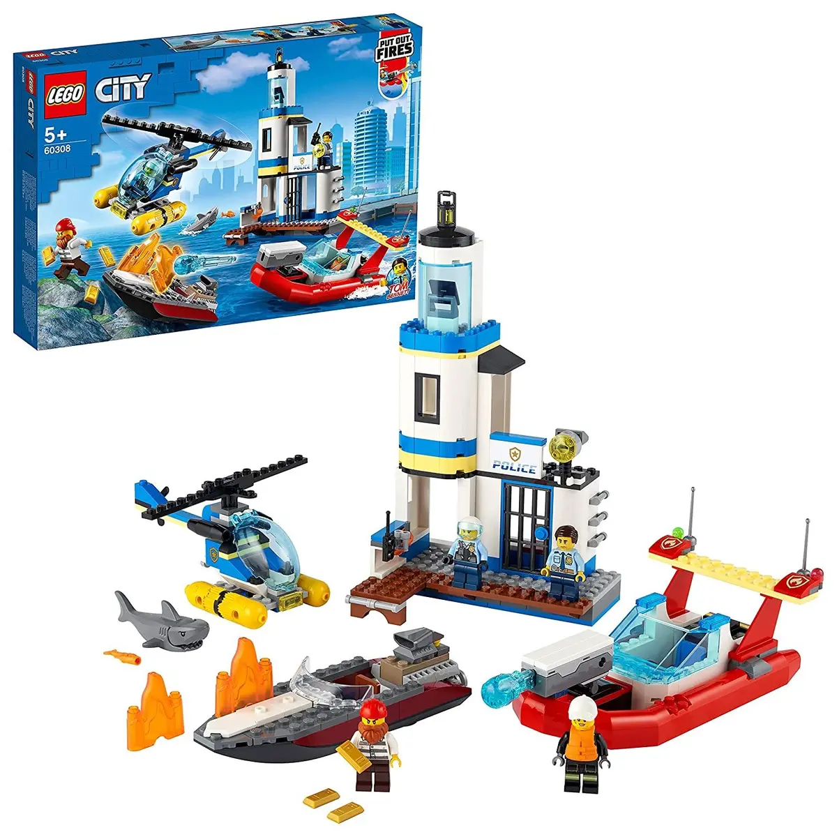 Lego City Seaside Police And Fire Mission Building Kit For Ages 5+ 1