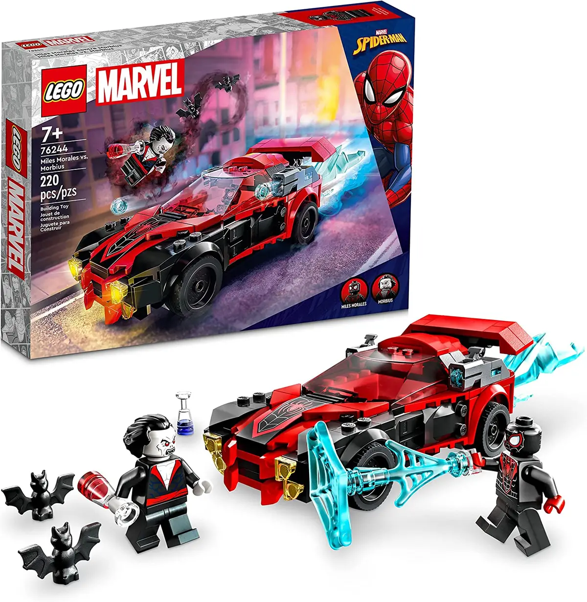 Lego Marvel Miles Morales Vs. Morbius Race Car Building Kit For Ages 7+ 1