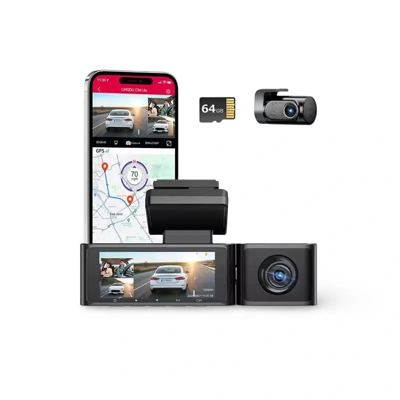 Lingdu C34 Lite 2K+1K+1K 3Ch Dash Cam 4K Front Camera With 5G Wifi 1
