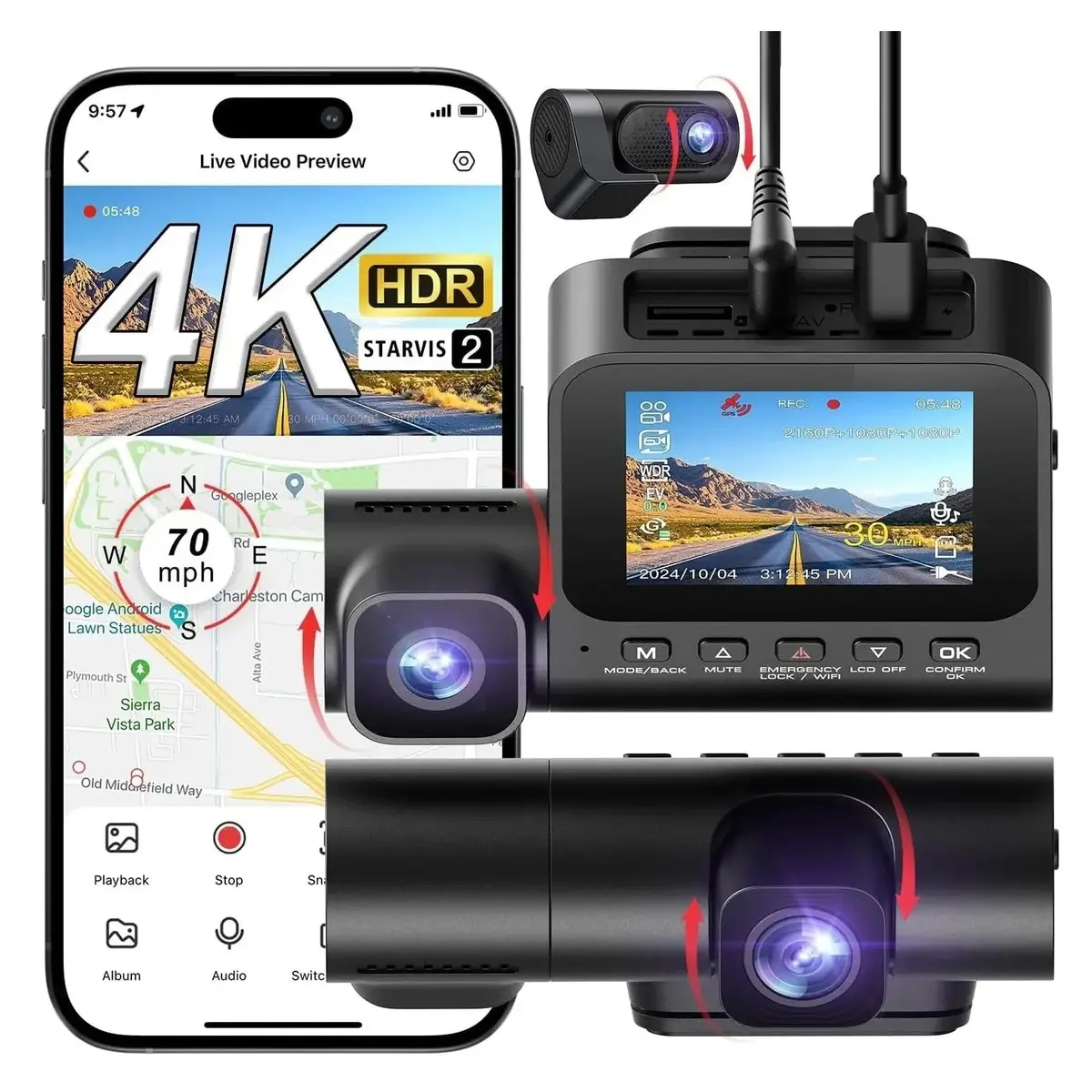 Lingdu V630 4K+1080P+1080P 3Ch Dash Cam 1