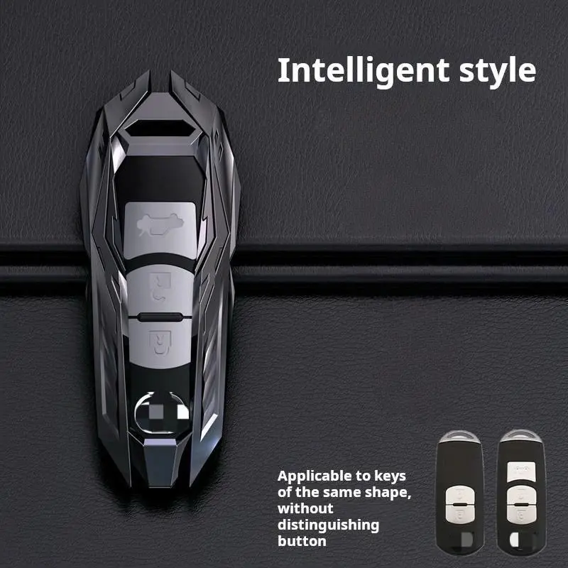 Mazda Zinc Alloy Key Remote Cover With Two Keychains-Black 1