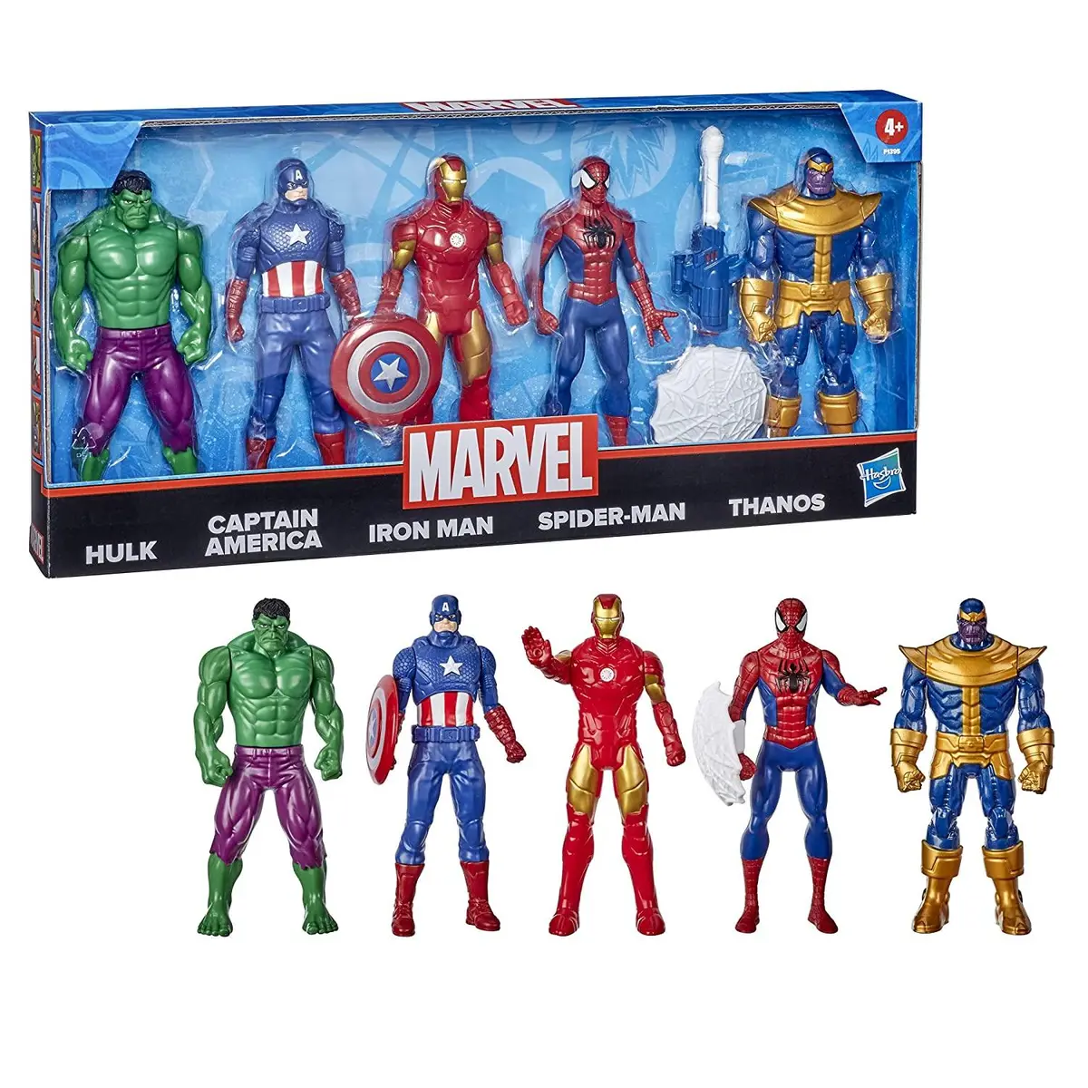 Marvel 6 Inch Super Heroes Iron Man, Spider-Man, Captain America, Hulk, Thanos Action Figure, Pack Of 5 1