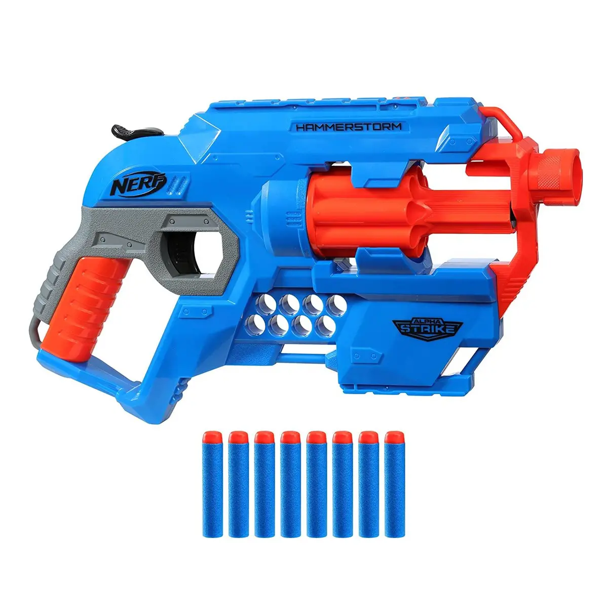 Nerf Alpha Strike Hammerstorm Blaster, Hammer-Priming Action, 8-Dart Drum, 8 Darts 1