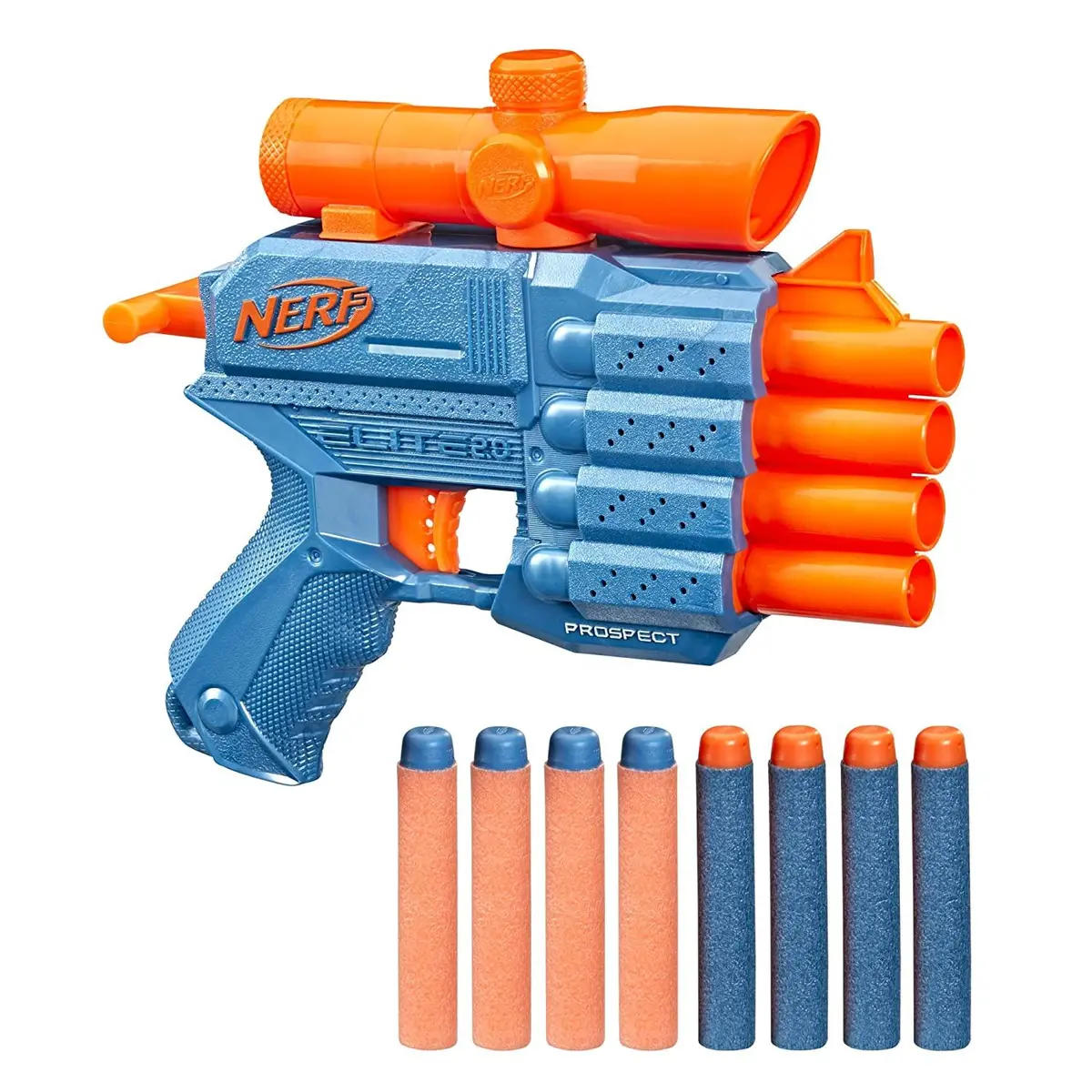 Nerf Elite 2.0 Prospect Qs-4 Blaster, 8 Official Nerf Elite Darts, 4-Dart Blasting, Nonremovable Targeting Scope 1