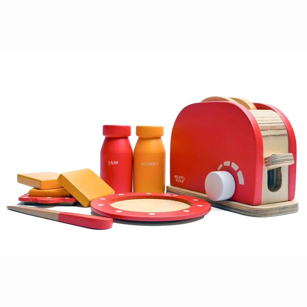 Nesta Toys Wooden Bread Pop-Up Toaster - Kitchen Cooking Toy For Ages 3+ 1