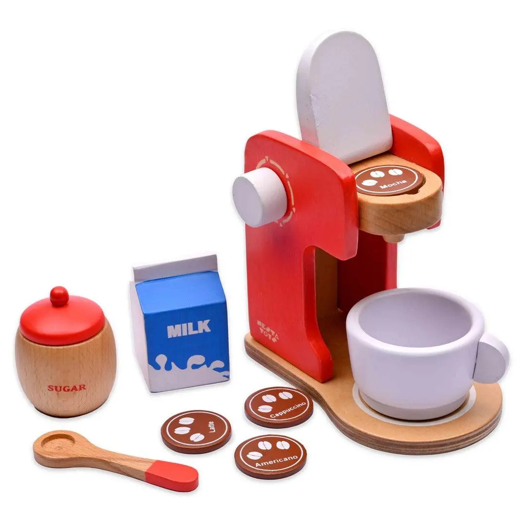 Nesta Toys Wooden Coffee Maker (Red) - Kitchen Cooking Toy For Ages 3+ 1