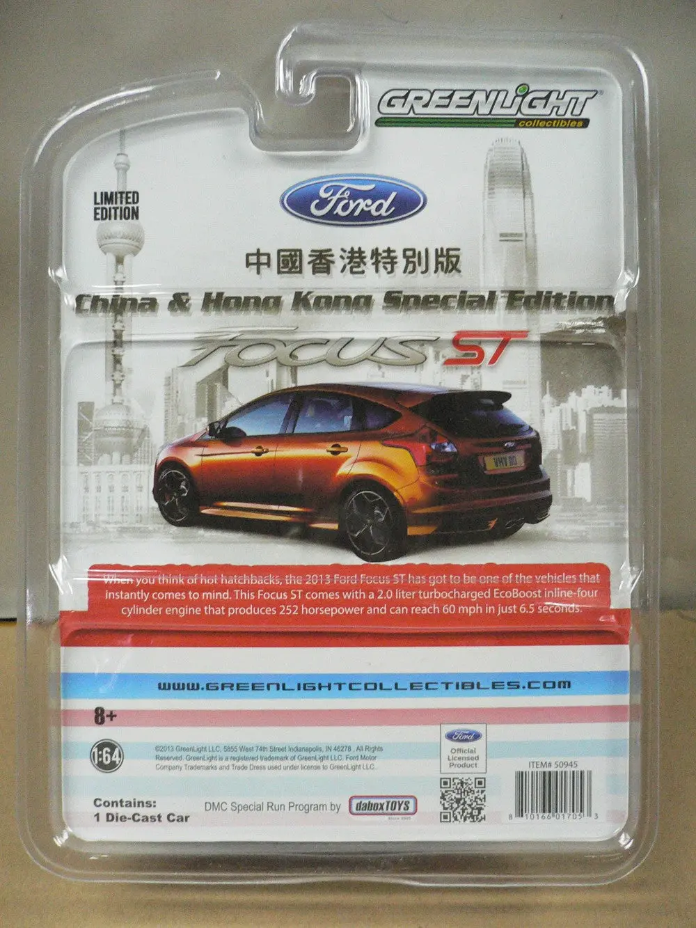 Greenlight 1/64 Ford Focus St 2012 China Hong Kong Special Edition (Piu/P8-30) 2