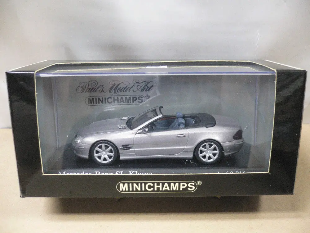 Minichamps 1/43 Mercedes-Benz Sl Class Cabnolet 2003 Dark Silver Metallic (400 031034) (05450) (Piu129) 1
