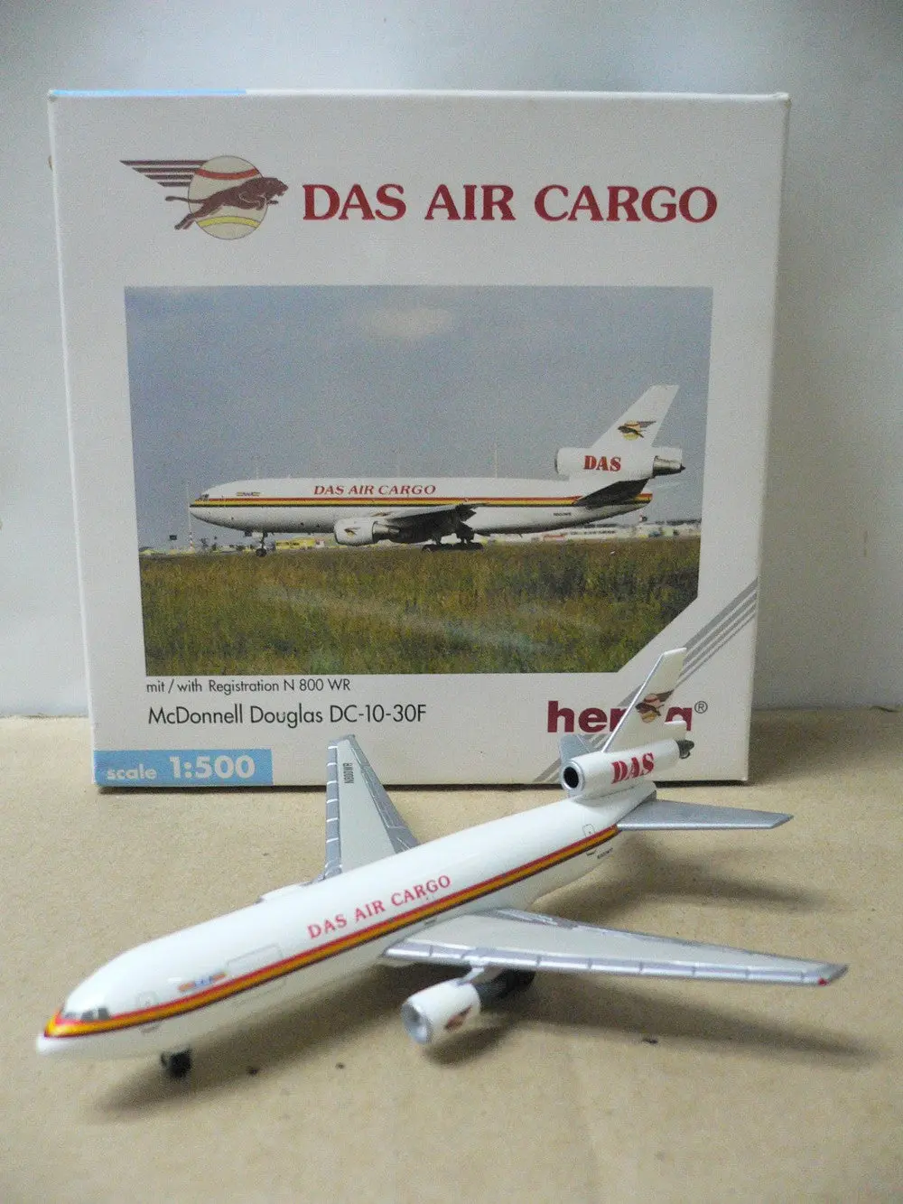Herpa Wings 1/500 Das Air Cargo Mcdonnell Douglas Dc-10-30F N800wr (500173) (Pa0) 1