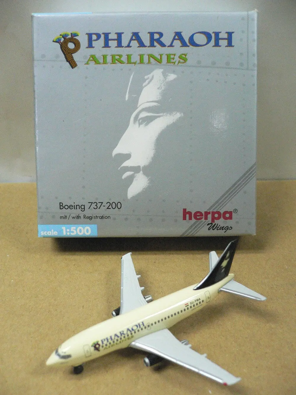 Herpa Wings 1/500 Pharaoh Airlines Boeing 737-200 Su-Pam (512367) (Pa0) 1