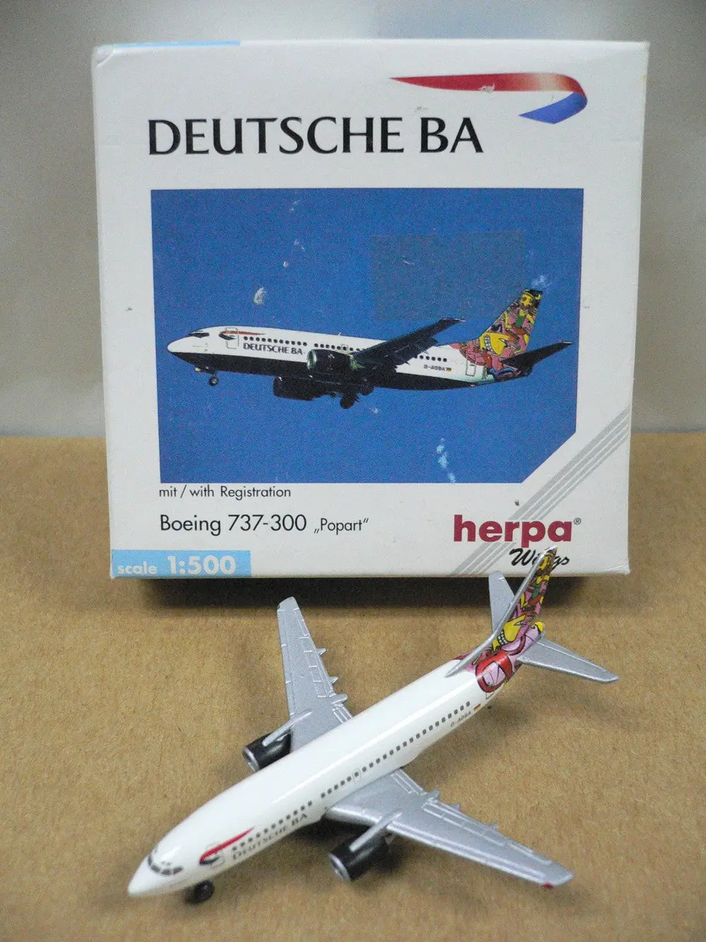 Herpa Wings 1/500 Deutsche Ba &Quot;Popart&Quot; Boeing 737-300 D-Adba (511506) 1