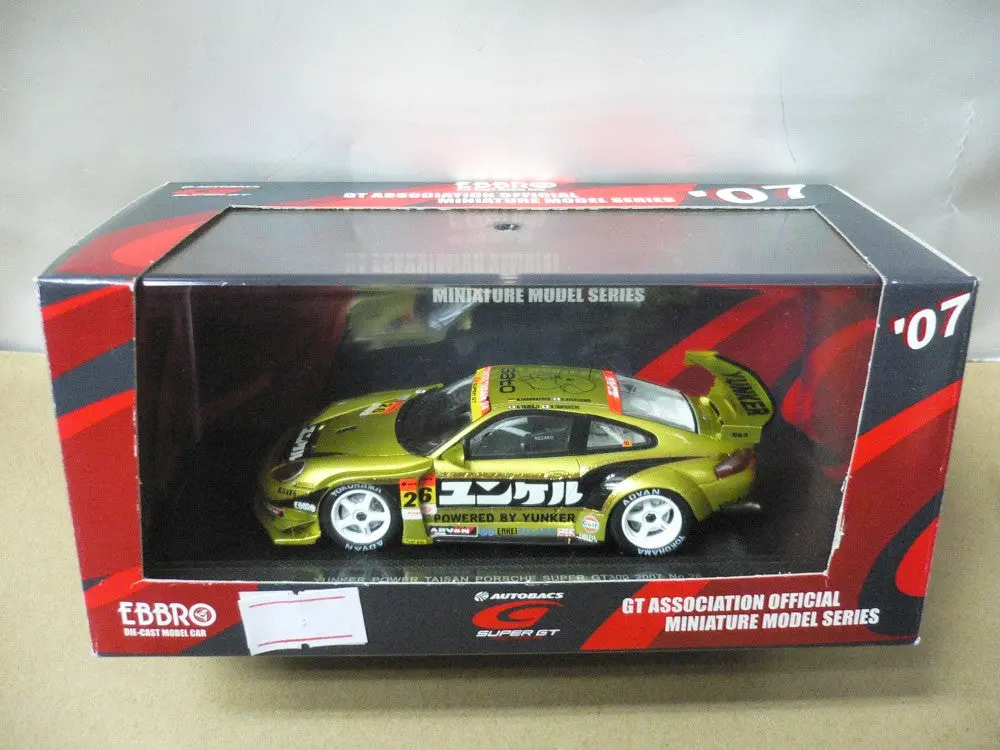 Ebbro 1/43 Porsche Yunker Power Taisan Super Gt300 2007 Mettalic Gold #26 (43965) (Piu110) 1
