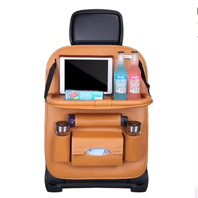 Pu Leather Back Seat Organizer With Tray 1