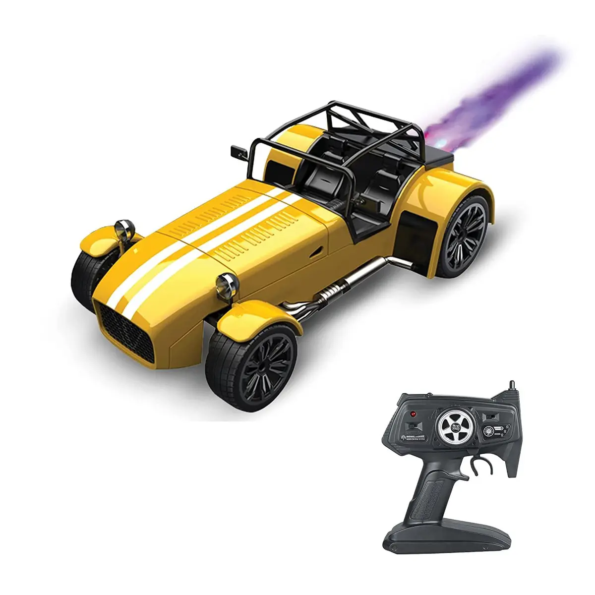 Playzu Classic Remote Control Die Cast With Mist Spray Racing Car – Yellow 1
