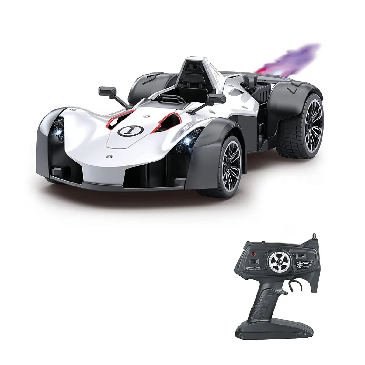 Playzu Sports Remote Control Die Cast With Mist Spray Racing Car – White 1