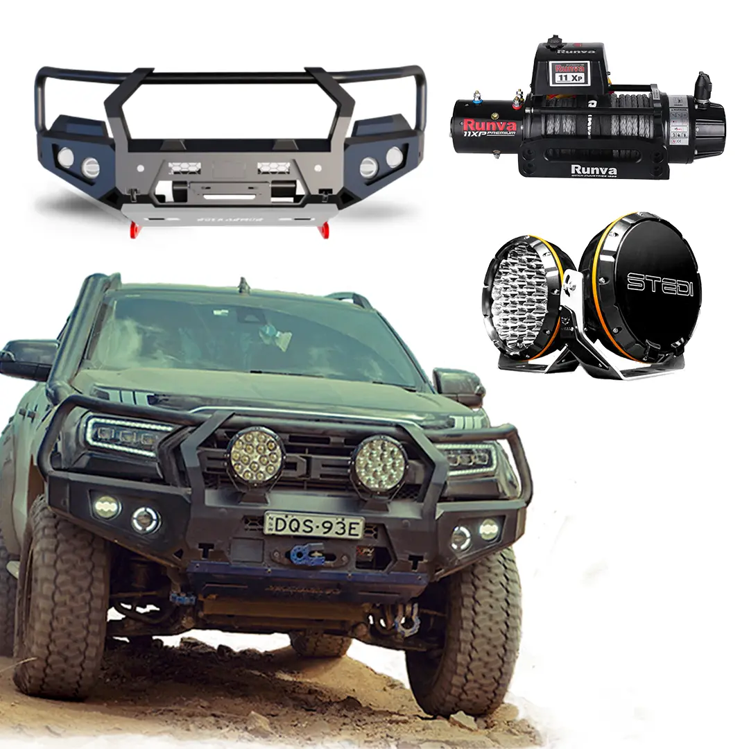 Ford Ranger Bullbar Protek Package | Gt Bar | Runva Winch | Stedi Lights 1