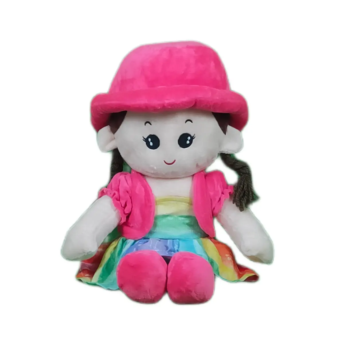 Play Hour Rag Doll Plush Soft Toy Wearing Pink Cap For Ages 3 Years And Up, 45Cm 1
