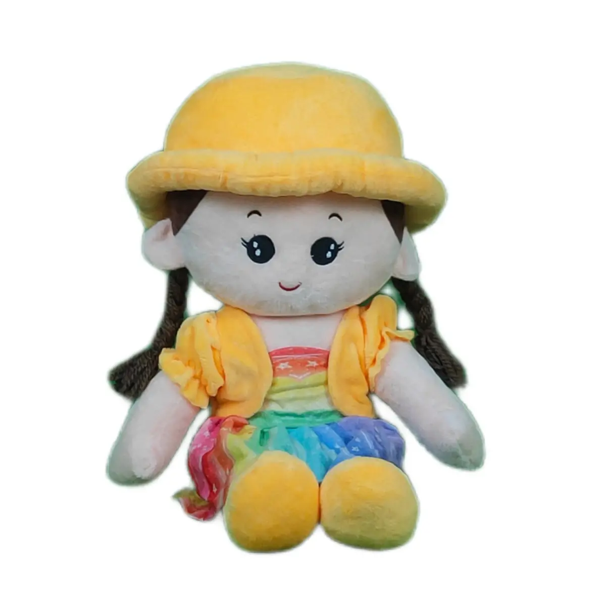 Play Hour Rag Doll Plush Soft Toy Wearing Yellow Cap For Ages 3 Years And Up, 45Cm 1