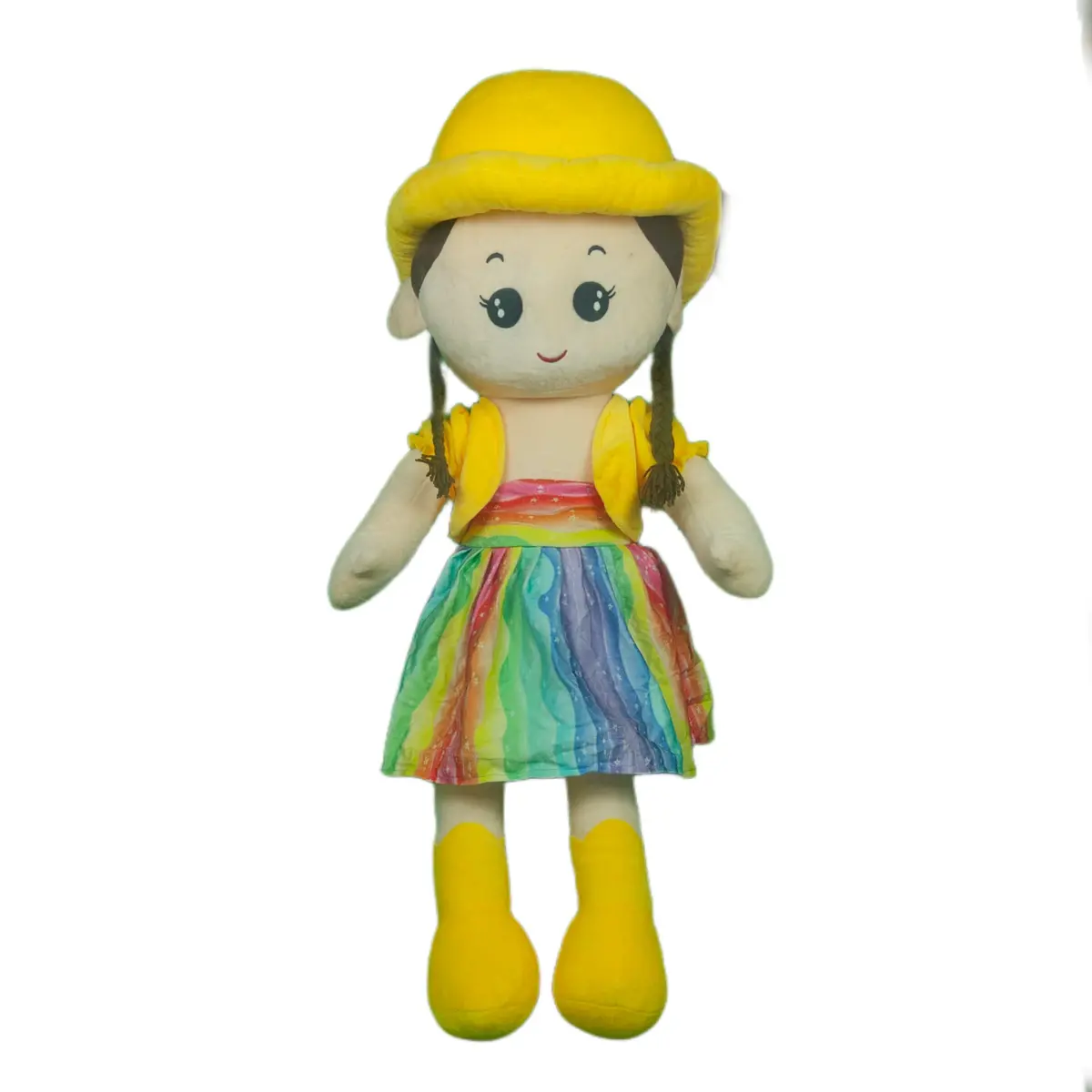 Play Hour Rag Doll Plush Soft Toy Wearing Yellow Cap For Ages 3 Years And Up, 90Cm 1