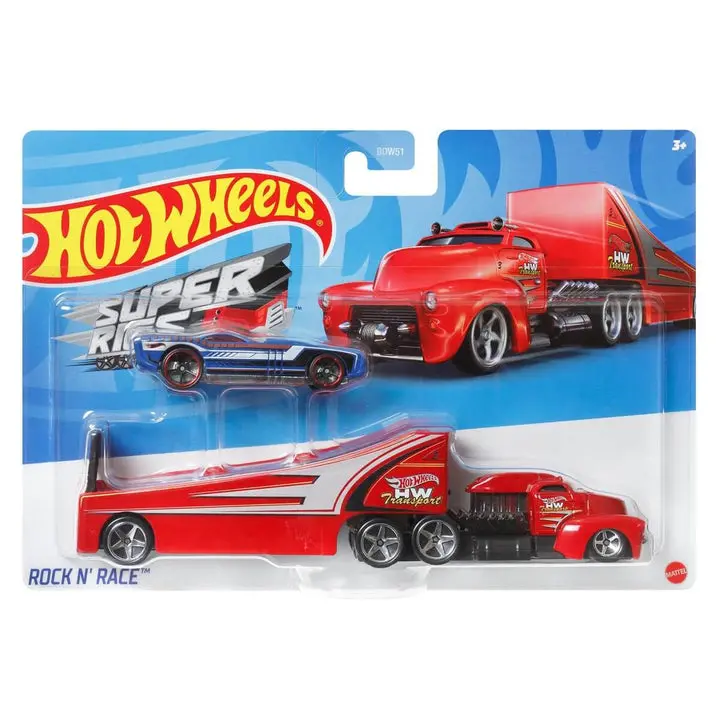Hot Wheels Super Rigs Rock N Race With 1 Hot Wheels 1:64 Scale Car For Ages 3 Years Old&Up (Bdw59) 1