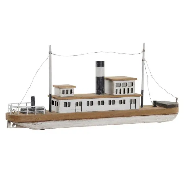 Decoration Maritime Fishing Boat With Led Lighting - Made Of Paulonia Wood 1
